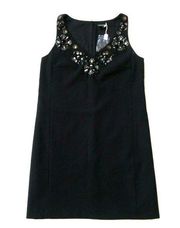 NWT Club Monaco Ana in Soot Black Beaded Jewel Embellished Crepe Shift Dress 2