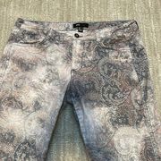 MNG pink/blue paisley skinny jeans sz 8