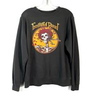 Gray Skeleton Rose Graphic Long Sleeve Crewneck Sweatshirt M