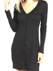 Le Lis V-Neck Ribbed Long Sleeve Sheath Mini Dress Black Size Small NWT