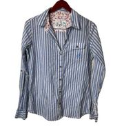 Noh vintage cotton blue stripe button down shirt sz M