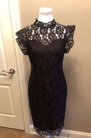 Vintage EnFocus Studio Black Lace Sheath Dress Size 8