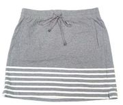 Lou & Grey LOFT Gray White Striped Drawstring Elastic Cotton Skirt Lounge