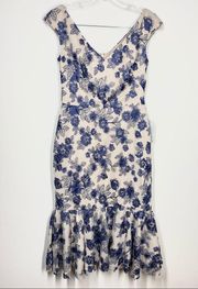 Gal Meets Glam Rosemary Floral Embroidered Midi Dress Sz 2