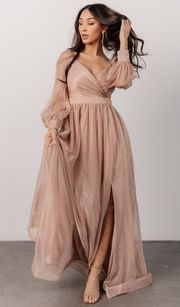 Octavia Shimmer Maxi Gown in Blush