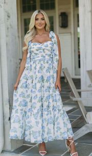 Floral Shoulder Tie Maxi Dress