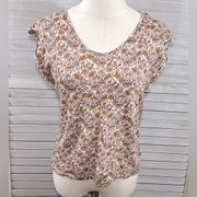 RACHEL ZOE 100% Linen Tee Floral Print-Small