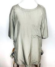 Max Mara Pura Seta Sage Green Silk Crew Neck Top