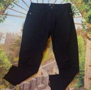 OBEY black distressed fringe capris size 25