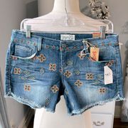 Denim Jean Shorts Western Aztec Cutoffs New Oversized 5/6 Womens