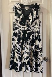 Christopher & Banks Black/White Print Sleeveless A-Line Dress size 10