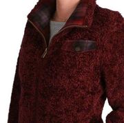 Pendleton Fuzzy Sherpa Wool Blend Full Zip Burgundy Jacket Sz S