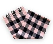 Gap Buffalo Plaid Scarf Pink Black Vintage 90’s Wool Rectangle Wrap Italy