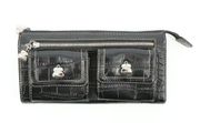 Kathy Van Zeeland Black Leather Croc Embossed Wallet