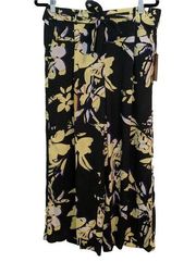 Halogen High-Waist Wide Leg Crop Pants Floral Print NWT Size M