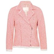 Rebecca Taylor The Mayor Women's Summer Tweed Moto-style Coral Jacket SZ 6