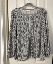 White And Black Printed Bohemian Tunic Top size 1X