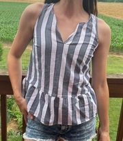 LOFT Cotton Striped Peplum Tank Top