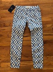 NWT Vineyard Vines Lattice Print Skinny Jean Sz-2 Blue White $108