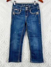 LA Idol USA Blue Denim Jeans Bling Embellished Juniors Size 1