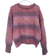 Rachel Zoe Pink Purple Marled Cozy Fuzzy Knit Striped Sweater Size Medium