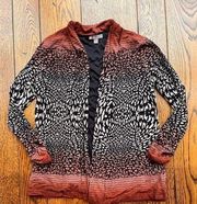 Roz & Ali Women's Small Animal Print Cardigan