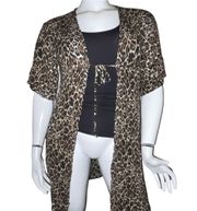 Leopard Print Tie Front Kimono