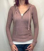 prAna Womens Waffle Knit Lightweight Pullover Quarter Zip Hoodie S SM Small Pink