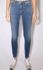 Acne Studios Womens Climb Skinny Jeans Cropped in Mid Blue Size 24