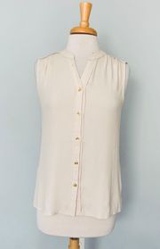 Cream Sleeveless Button Down