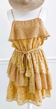 ACOA Yellow Floral Tiered Dress