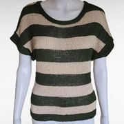 WD•NY Olive Tan Stripe Dolman Sweater Size XS