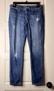 Low rise Skinny Distressed Medium Wash Jeans sz 4