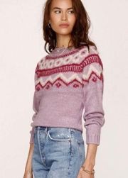 Anthropologie Heartloom Maya Sweater in Lilac Fair Isle Size Small NWT