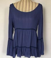 Liberty Love peasant top blue size medium