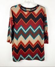 CHERISH Southwestern Aztec Print 3/4 Sleeves Tunic Top, Size Medium/Large