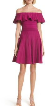 London Dilpree Fuchsia Off the Shoulder Knit Dress