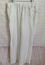 Style & Co. white linen drawstring waist wide leg pants Large