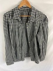 Eddie Bauer Gingham Black White Flannel Shirt size XL