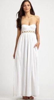 Mara Hoffman Lattice Strapless Bustier Maxi Dress in White Size