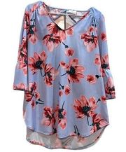 Love + Harmony bell sleeve backless floral top size medium