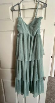 Tiered Light Teal Midi Dress