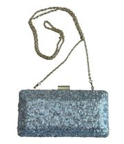 Charming Charlie Silver Sequin Mini Crossbody Bag / Clutch with Gold Chain