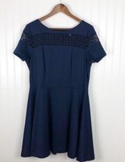 Charming Charlie Short Sleeves Boatneck Crochet Neckline Dress