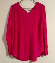 14th and Union 100% cashmere Barbie fuchsia pink sweater boyfriend style