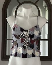 Free People Smock Back Lace-Up Front Peplum Top, Size M EXCELLENT! Retail $78