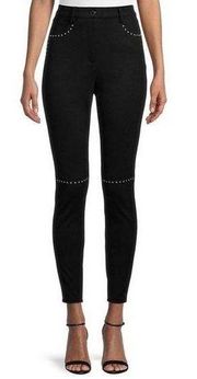 Karl Lagerfeld Black Studded Ponte Stretch Skinny Pants Size 10