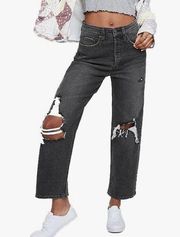 Wild Fable Grey Distressed Denim Highest Rise Straight Leg Jeans Size 10