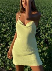 Cheri Green Mini Linen Dress