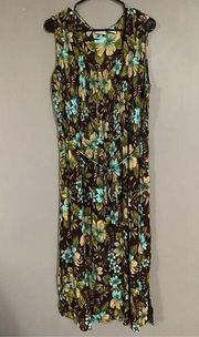 Erika Dress Floral Hawaiian Sleeveless Maxi Dress Size Large